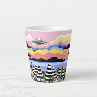 Caneca De Café Latte Nascer do sol com OVNI
