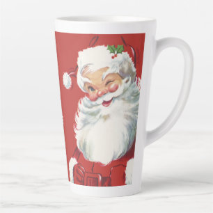 Caneca De Café Latte Natais vintages, Jolly Winking Papai Noel