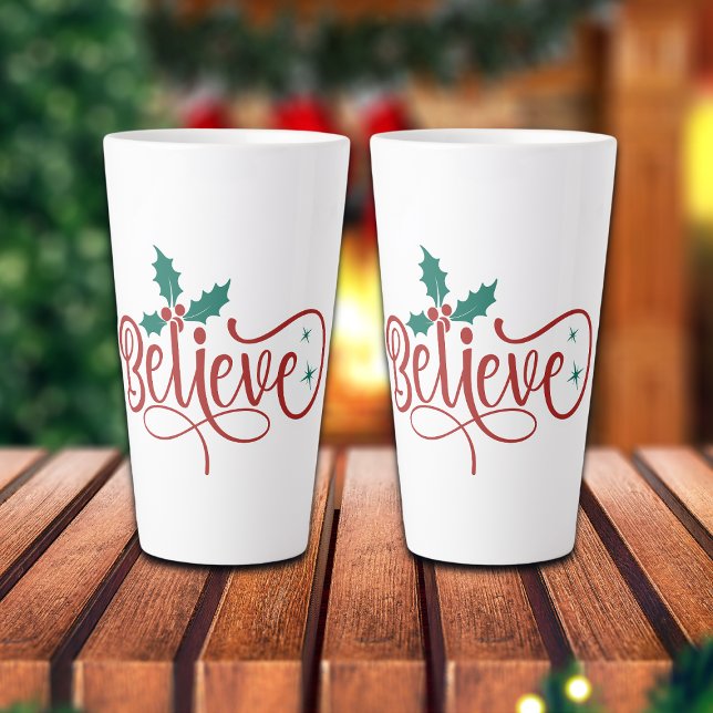 Caneca De Café Latte Natal 'Acredite' Fofo (Criador carregado)