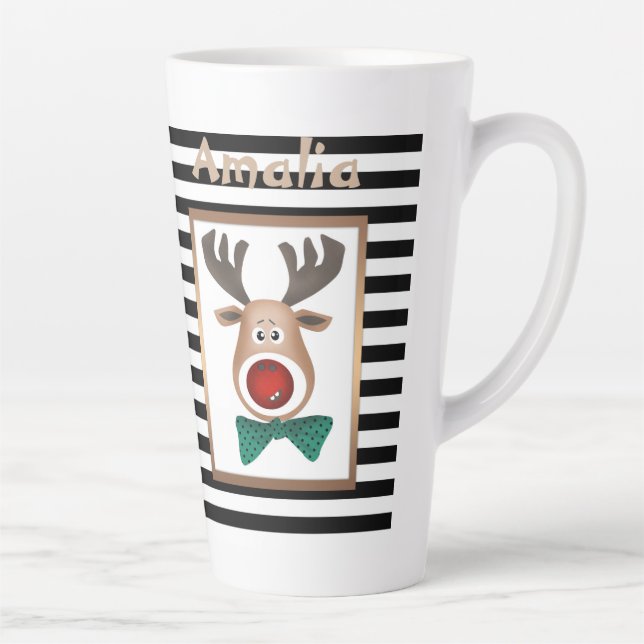 Caneca De Café Latte Natal, ano novo, veado (Direita)