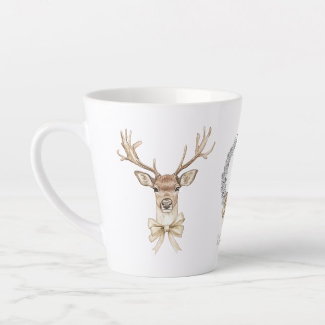 Caneca De Café Latte Natal com Veado e Arco  (Esquerda)