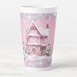 Caneca De Café Latte Natal Cor-de-Rosa Espumante