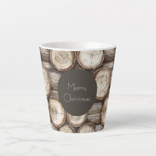 Caneca De Café Latte Natal da Cabina de Madeira