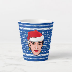 Caneca De Café Latte Natal de Alexandria Ocasio-Cortez (AOC)