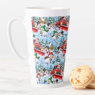 Caneca De Café Latte Natal Divertido: Limpa-Neve do Papai Noel Defecand