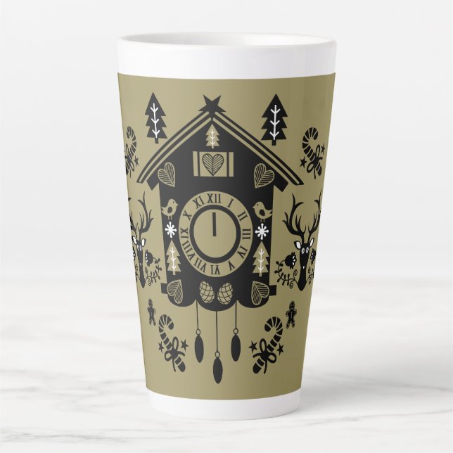 Caneca De Café Latte Natal do Relógio Alemão (Frente)
