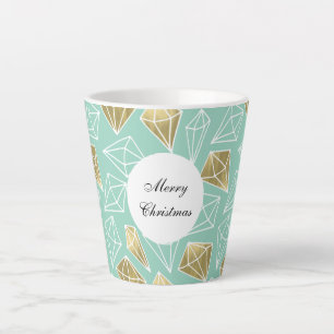 Caneca De Café Latte Natal dos Diamantes Dourados da Casa