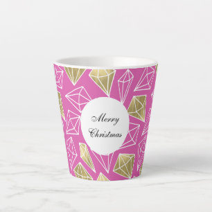 Caneca De Café Latte Natal Dourado rosa