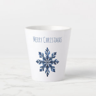 Caneca De Café Latte Natal Floco de Neve Azul