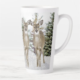 Caneca De Café Latte Natal Floresta de Veados de Cauda Branca de Natal 