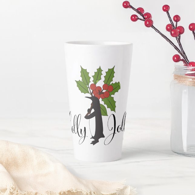 Caneca De Café Latte Natal Fofo Engraçado Pinguim Alegre (Criador carregado)
