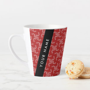 Caneca De Café Latte Natal Garland, Red, Seu nome, Personalize