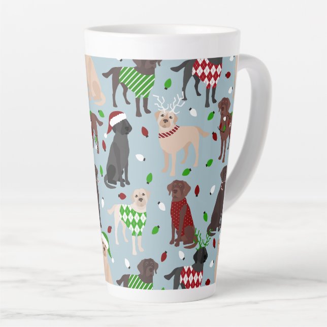 Caneca De Café Latte Natal Labrador Retriever Latte Mug (Ângulo direito)