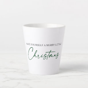 Caneca De Café Latte Natal minimalista da Caneta de tinta verde da cali