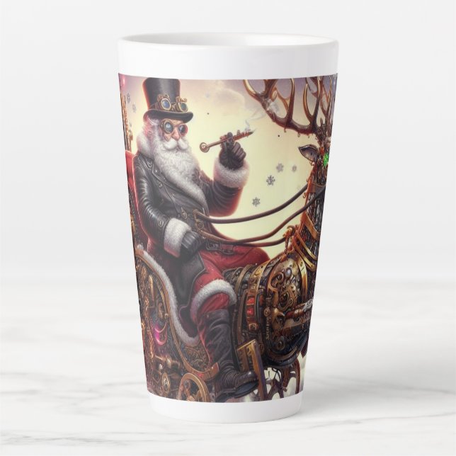 Caneca De Café Latte Natal/Rena steampunk Natal/inverno (Frente)