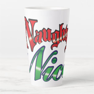 Caneca De Café Latte Natal retrô, Cartas Vermelhas e Verdes Malvadas ou