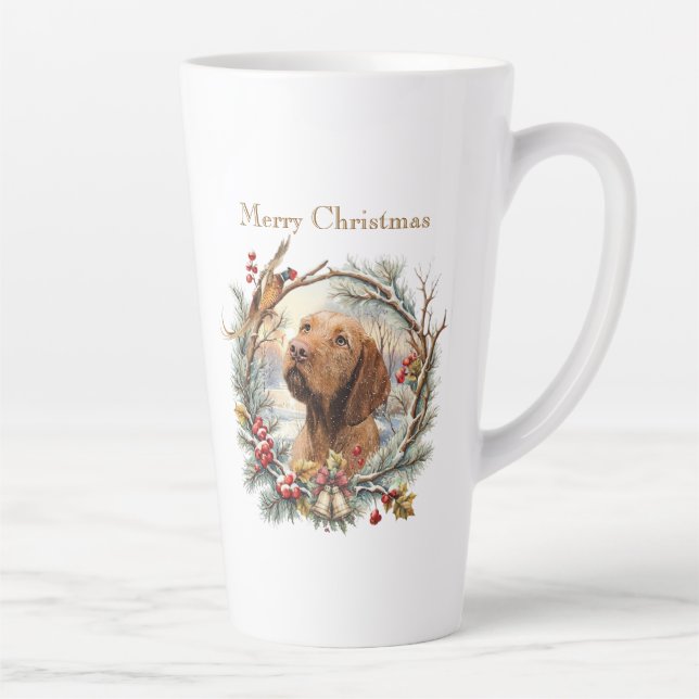 Caneca De Café Latte Natal Vizsla  (Direita)