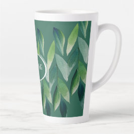 Caneca De Café Latte Natureza Boêmia Verde Moderna