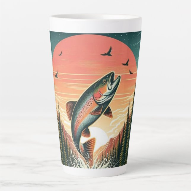 Caneca De Café Latte Natureza da truta-espumante (Frente)
