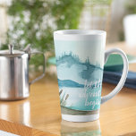 Caneca De Café Latte Natureza Moderna Da Aquarela O Vamos Da Aventura C<br><div class="desc">Natureza Moderna Da Aquarela O Vamos Da Aventura Começa</div>