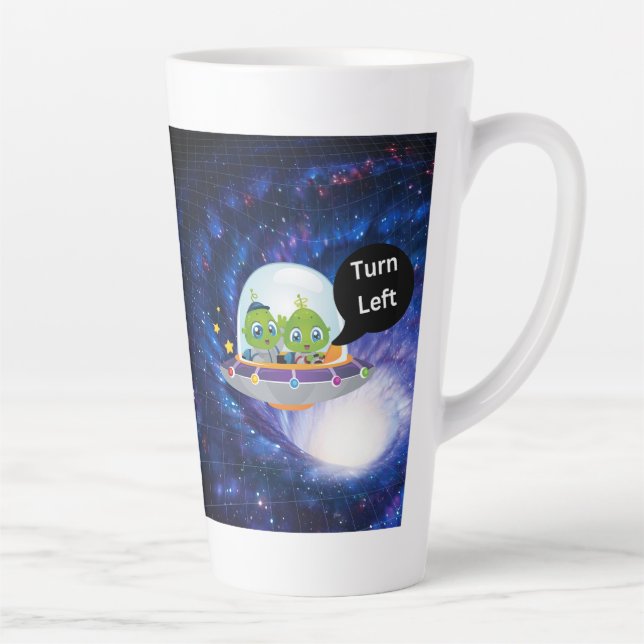Caneca De Café Latte nave espacial voadora de alienígena no buraco de m (Direita)