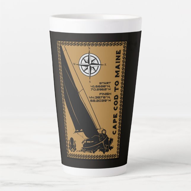Caneca De Café Latte Navegando de Cape Cod ao Maine (Frente)