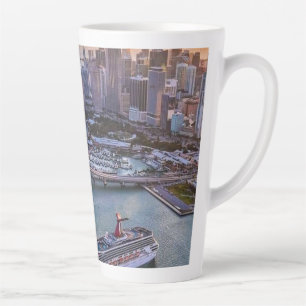 Caneca De Café Latte Navio de Cruzeiro do Pôr do Sol de Miami & Paisage