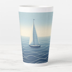 Caneca De Café Latte Navio de vela no alto mar