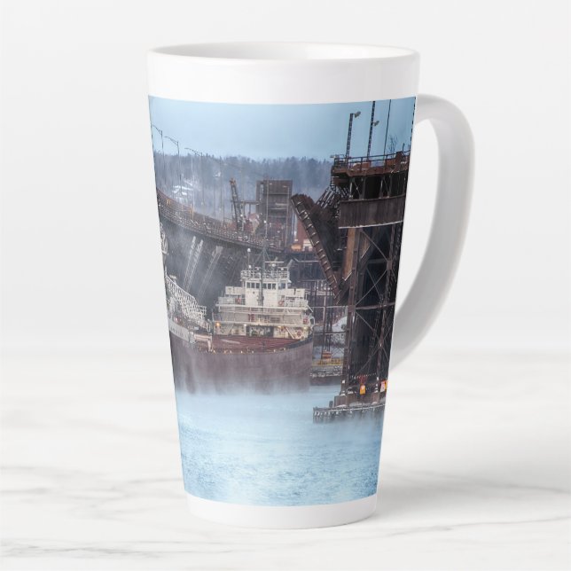 Caneca De Café Latte Navio Philip R Clarke Two Harbors Minnesota (Ângulo direito)