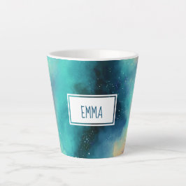 Caneca De Café Latte Nebulosa do Espaço Verde Moderno e Vermelho