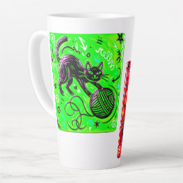 Caneca De Café Latte Neon Cat Coffee  