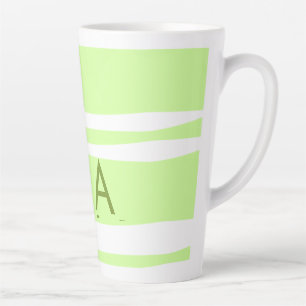 Caneca De Café Latte Neon green stripes monograma com letra grega