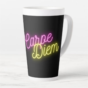 Caneca De Café Latte Neon Pink e Yellow Carpe Diem