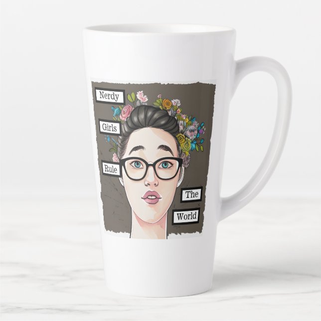 Caneca De Café Latte Nerdy Girls governa o mundo (Direita)