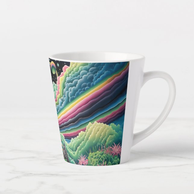 Caneca De Café Latte Night Rainbow Crow (Direita)