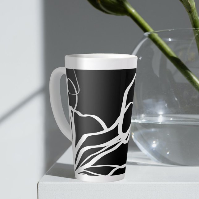 Caneca De Café Latte Nó do buquê: Abstrato preto e branco (Criador carregado)