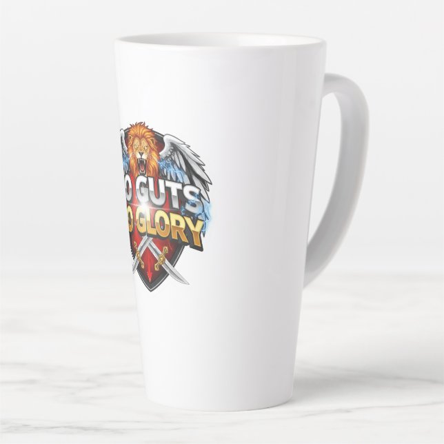 Caneca De Café Latte No Guts, No Glory: Motivational & Success Mindset (Ângulo direito)