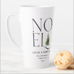 Caneca De Café Latte Noel moderna tipografia empresarial Natal Feriado<br><div class="desc">Noel,  moderno negócio de tipografia preto e branco,  empresa de café de Natal,  design de presente de caneca latta. Design de árvore de Natal de cor aquosa moderna.</div>