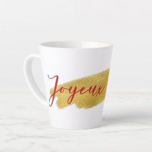 Caneca De Café Latte Noel Natal do Moderno Gold Foil Joyeux