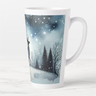 Caneca De Café Latte Noite de Inverno Estrelada dos Cervos