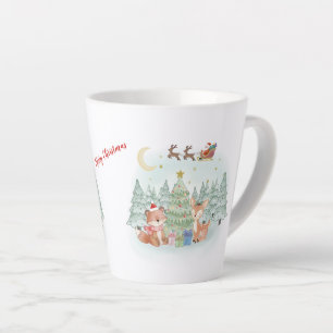 Caneca De Café Latte Noite Mágica de Natal na Floresta de Inverno