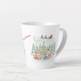 Caneca De Café Latte Noite Mágica de Natal na Floresta de Inverno