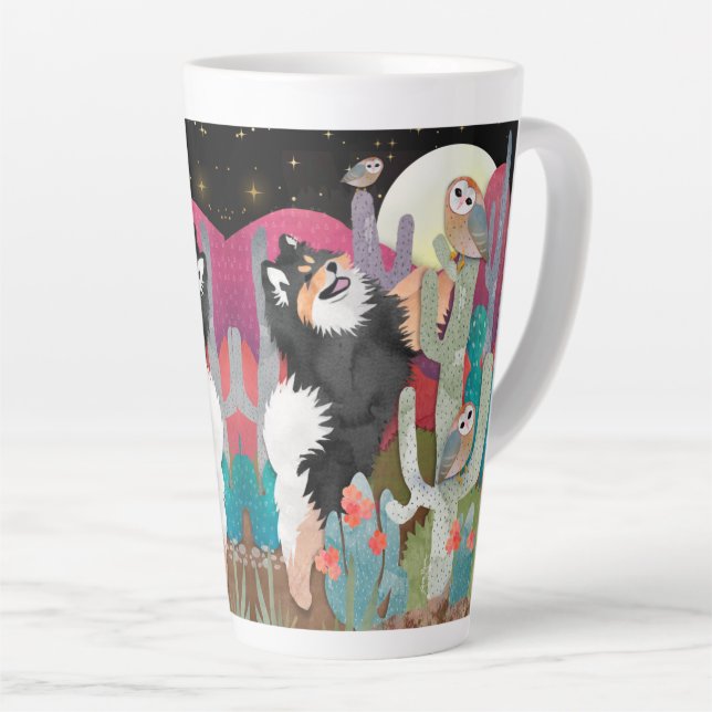 Caneca De Café Latte Noite OWLS Lapphund Latte Mug (Ângulo direito)