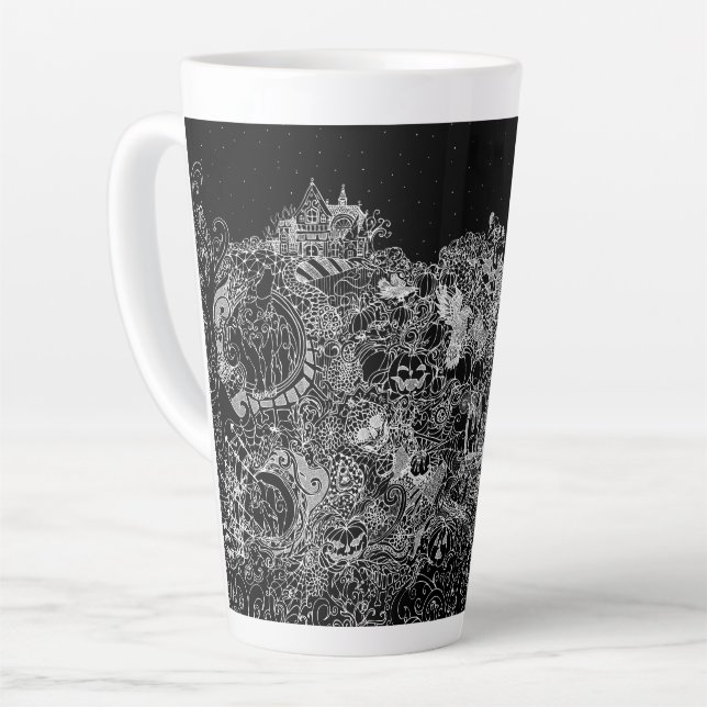 Caneca De Café Latte Noites de Halloween (Ângulo esquerdo)