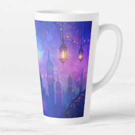 Caneca De Café Latte Noites Mágicas Árabes do Eid Mubarak Cores do Cres