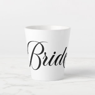 Caneca De Café Latte Noiva de Letra Elegante Preta