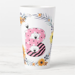 Caneca De Café Latte Nome Alfabeto  "B"
