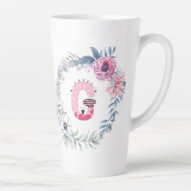 Caneca De Café Latte Nome Alfabeto "G" (Direita)