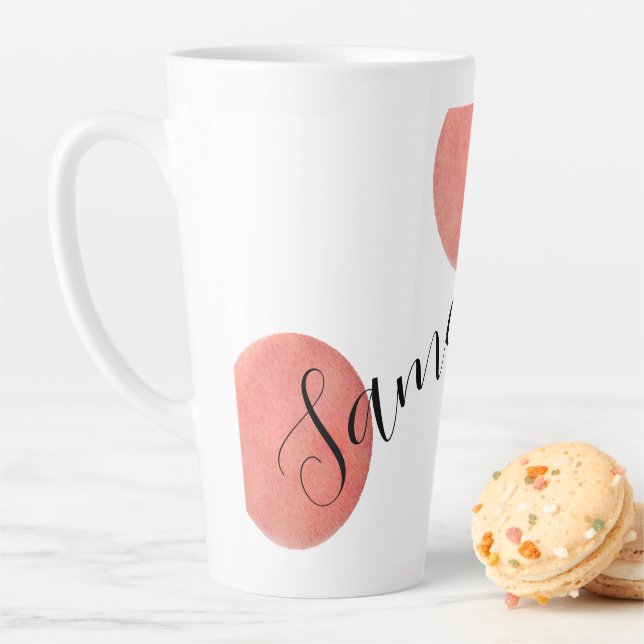 Caneca De Café Latte Nome Bolinhas de Aquarela Dourada de Rosa Grande G (In Situ)