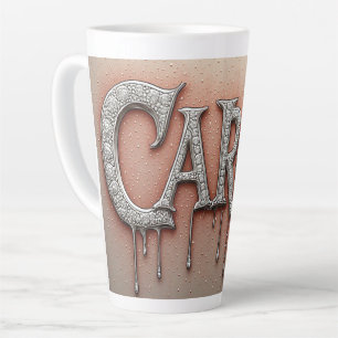 Caneca De Café Latte Nome Carol em Ouro Gotejante